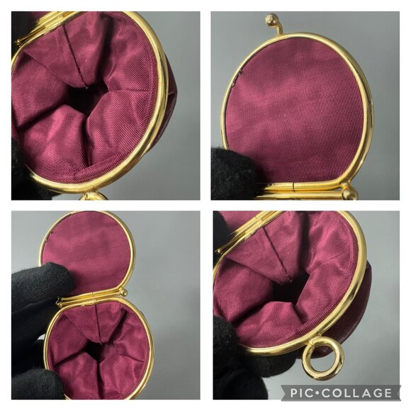 Authentic Vintage GIVENCHY Coin Case Wallet Purse 4G Logo Bordeaux Gold Leather - Picture 14 of 14